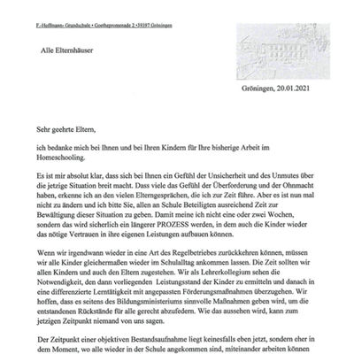Elternbrief der Grundschule Gröningen