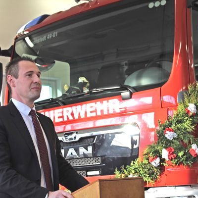 Fahrzeugübergabe LF 20 Kat-S Feuerwehr Kroppenstedt, Fabian Stankewitz