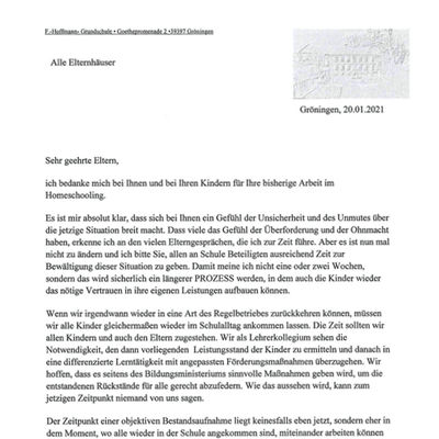Elternbrief der Grundschule Gröningen