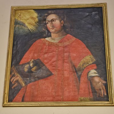 Stephanus gilt als der Erzmärtyrer und hat auch einen Platz an der Empore der Gunsleber Dorfkirche bekommen.