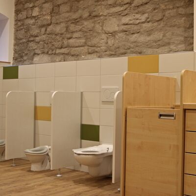 WC-Bereich in der Kindergrippe in der KITA Edelhof in Gröningen bei Oschersleben