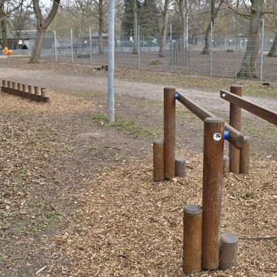 Auch einen Balancier- und Kletterpfad hat das Tiergehege des Oschersleber Wiesenparks zu bieten.