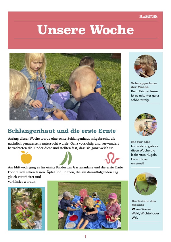 Unsere Woche- Die Kita Rasselbande informiert