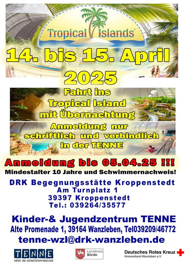Fahrt ins Tropical Islands - MGH Kroppenstedt