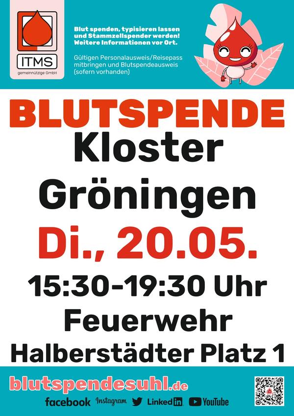 Kloster Gröningen Blutspendeplakat