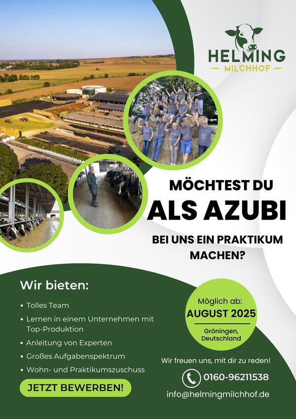 Stellenausschreibung Azubi und/oder Praktikum auf dem Milchhof