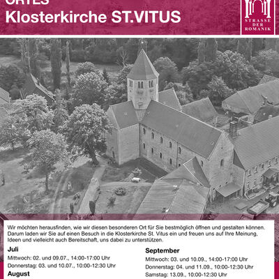 Plakat Probeöffnungszeiten Klosterkirche St. Vitus Kloster Gröningen