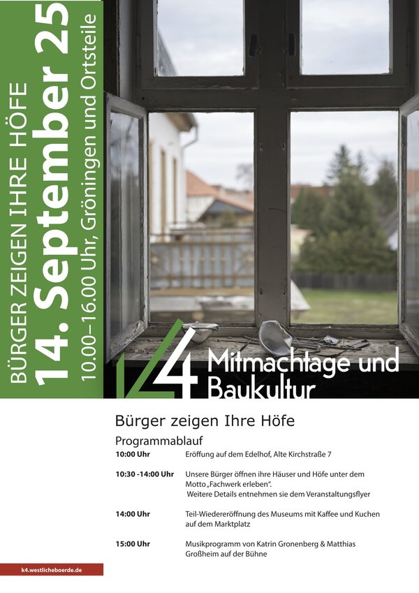 Tag des offenen Denkmals in Gröningen - Bürger zeigen ihre Höfe - Plakat