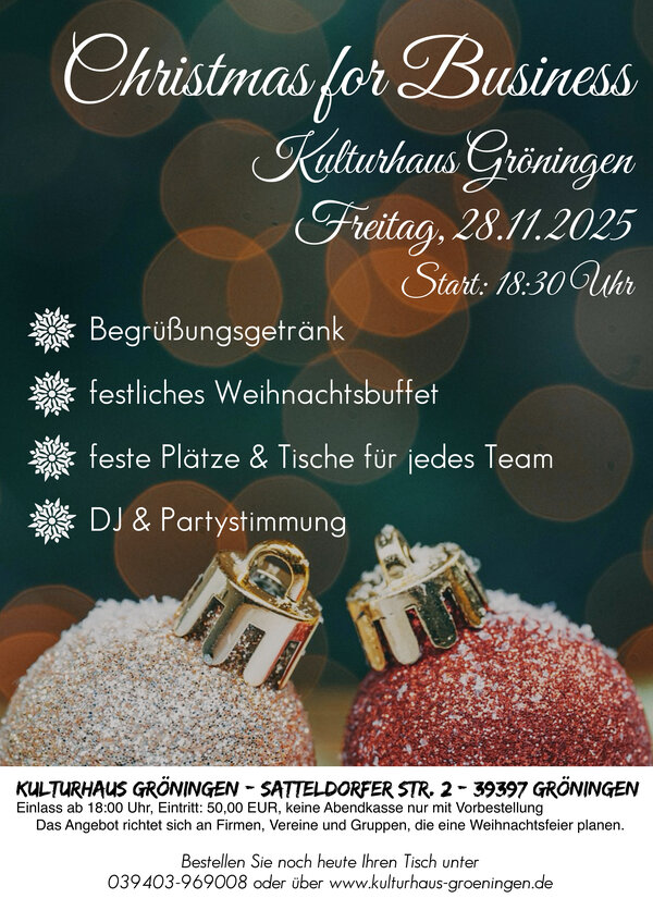 Christmas for Business - Die Weihnachtsfeier im Kulturhaus Gröningen