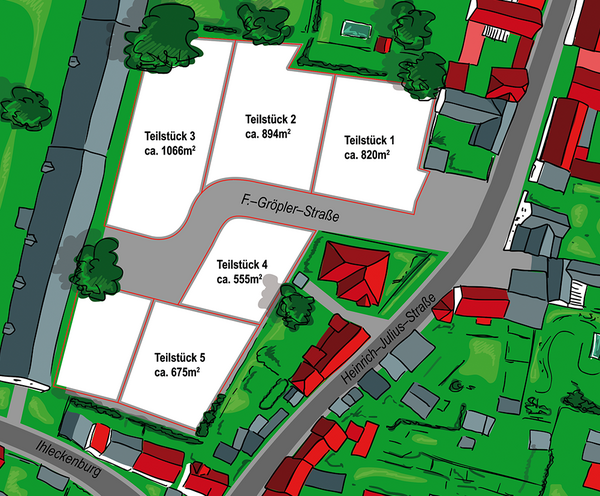 Übersichtsplan Baugrundstücke Stadtkern Gröningen