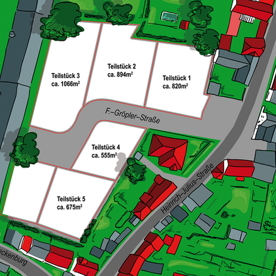 &Uuml;bersichtsplan Baugrundst&uuml;cke Stadtkern Gr&ouml;ningen