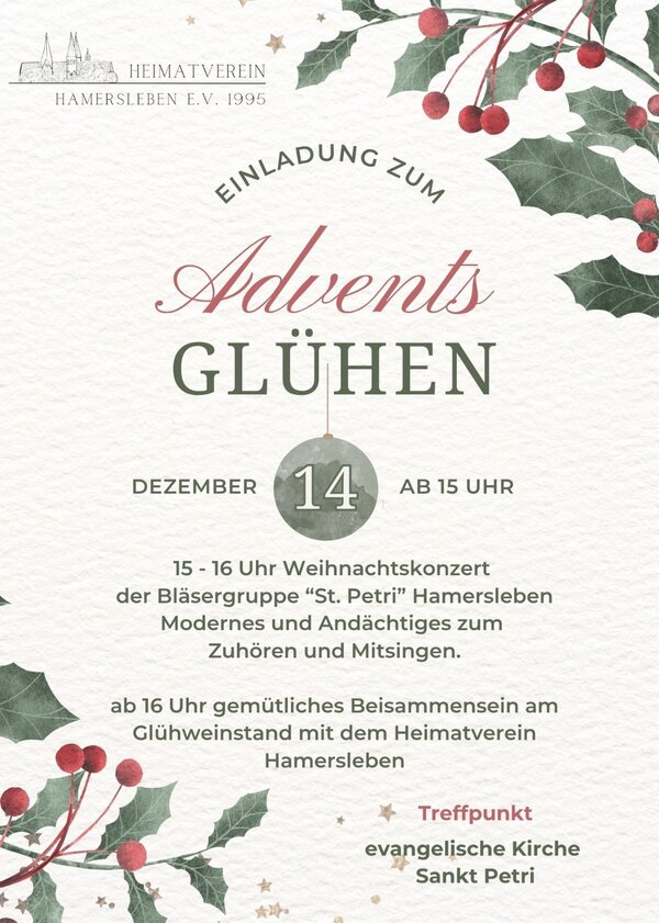 Adventsglühen in Hamersleben - Weihnachtskonzert & gemütliches Beisammensein