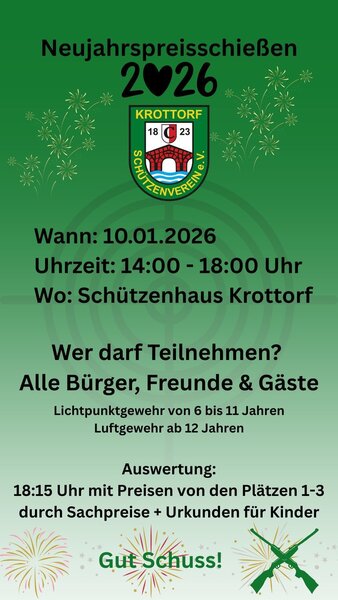 Flyer Neujahrspreisschie&szlig;en 2026 des Sch&uuml;tzenvereins Krottorf e. V.