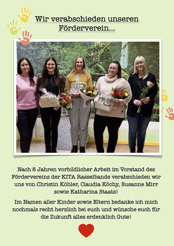 Der F&ouml;rderverein der Kita Rasselbande informiert