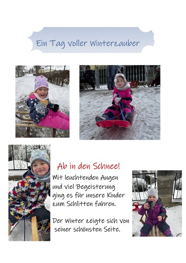 Winterfreude pur - Rodelspa&szlig; der Kinder aus der Kita Gro&szlig;alsleben