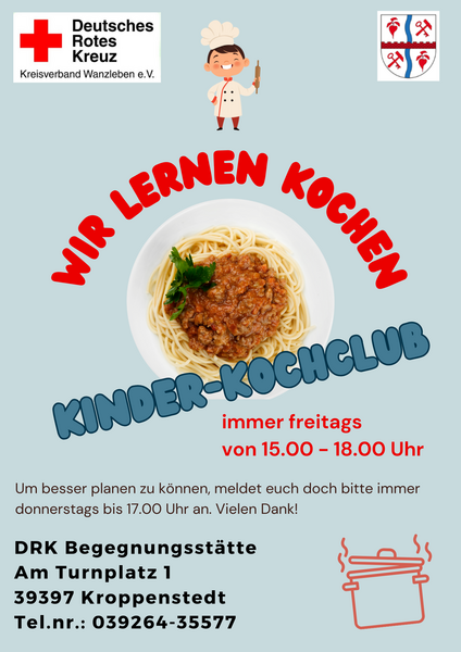 Kinder-Kochclub &raquo;Wir lernen kochen&laquo; in der DRK-Begegnungsst&auml;tte Kroppenstedt