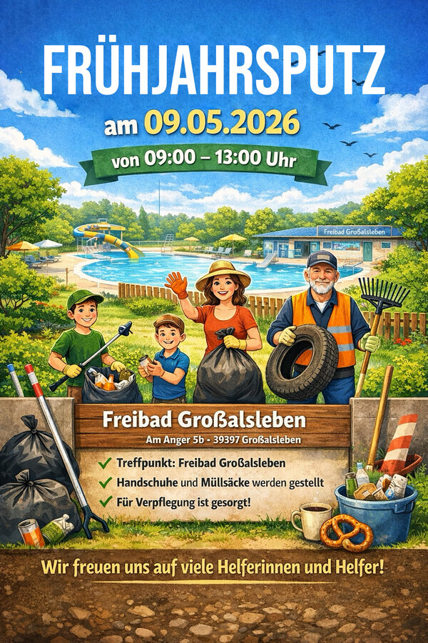 Fr&uuml;hjahrsputz im Freibad Gro&szlig;alsleben am 9. Mai 2026