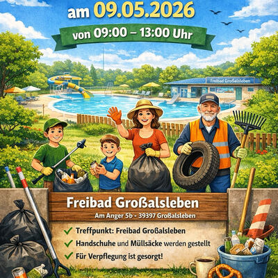 Fr&uuml;hjahrsputz im Freibad Gro&szlig;alsleben am 9. Mai 2026