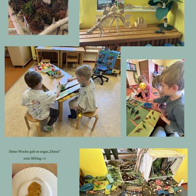 Kreative Dino-Projektwoche in der Kita Kroppenstedt - gebaute Urzeitlandschaft der Kinder