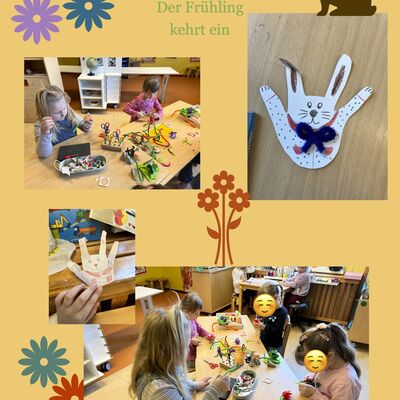 Fr&uuml;hlingsbasteln im Atelier der Kita Kroppenstedt - kreative Kinderarbeiten