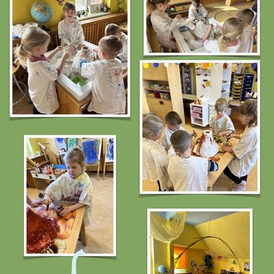 Vulkan basteln in der Kita Kroppenstedt - Naturwissenschaftliches Projekt f&uuml;r Kinder