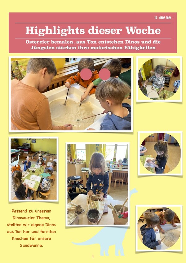 Kita Westliche B&ouml;rde Kroppenstedt - Kreatives Lernen mit Dinosaurier-Projekt und Tonarbeiten