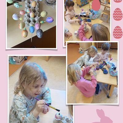 Osteraktion in der Kita Westliche B&ouml;rde - Kinder bemalen Ostereier