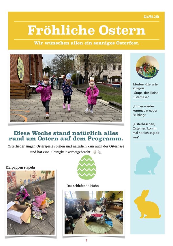 Osterfest in der Kita Rasselbande Kroppenstedt - Spielen, Singen und Lernen in der Westlichen B&ouml;rde