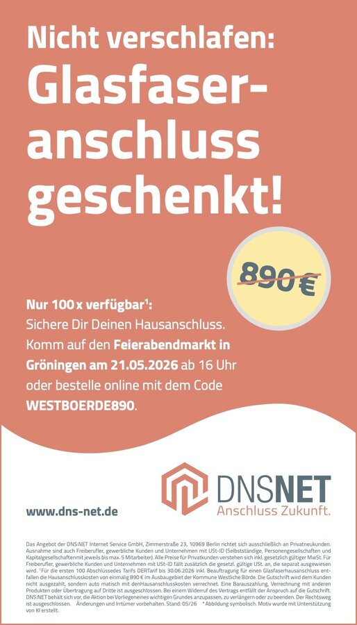 Glasfaseraktion DNS:net in der Westlichen B&ouml;rde