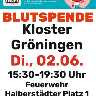 Blutspende in Kloster Gr&ouml;ningen am 02.06.