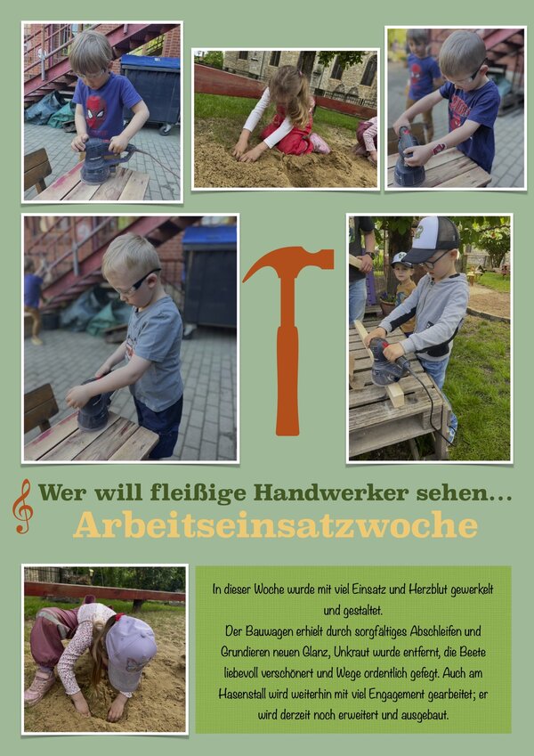 Arbeitseinsatzwoche in der Kita - kleine Handwerker gestalten das Au&szlig;engel&auml;nde
