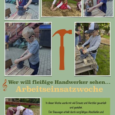 Arbeitseinsatzwoche in der Kita - kleine Handwerker gestalten das Au&szlig;engel&auml;nde