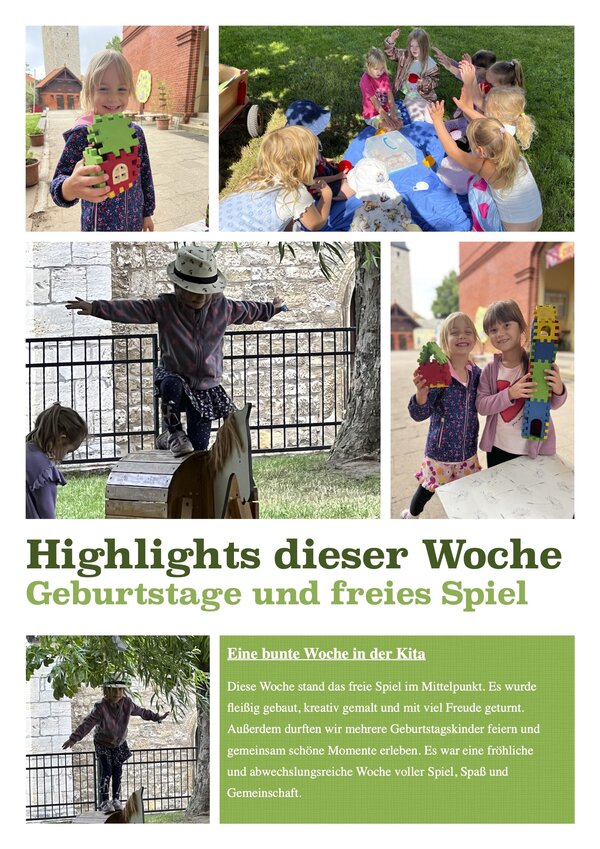 Geburtstage und freies Spiel in der Kita Rasselbande Kroppenstedt