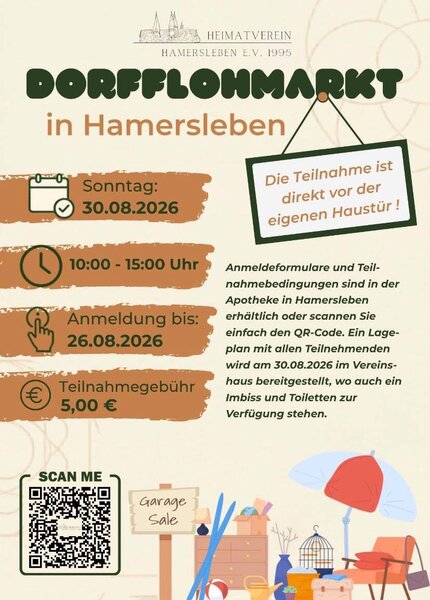 Dorfflohmarkt Hamersleben am 30. August 2026 - Jetzt anmelden