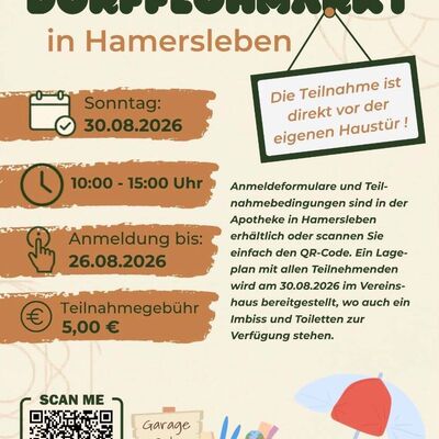 Dorfflohmarkt Hamersleben am 30. August 2026 - Jetzt anmelden