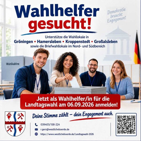Wahlhelferinnen und Wahlhelfer f&uuml;r die Landtagswahl 2026 gesucht